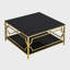Table basse carrée en verre de 33,5 po, cadre géométrique luxueux, tablette inférieure-594622219