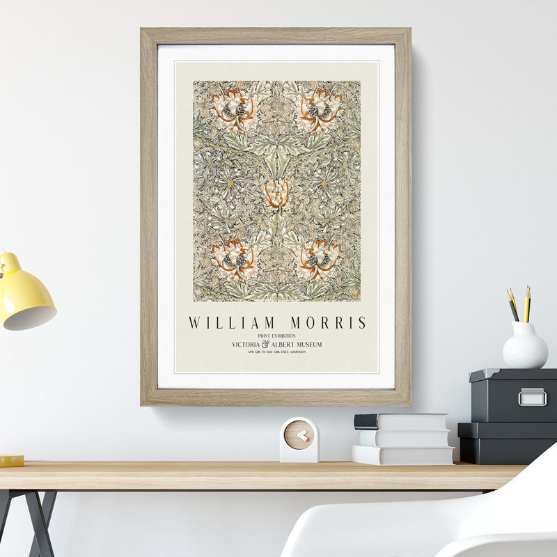 Honeysuckle Vol.3 by William Morris - Picture Frame Painting, 65cm H x 48cm W x 2cm D, Oak Framed
