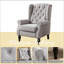 Chaises d'appoint capitonnées Comfort, dossier à oreilles moderne en bois de polyester gris pour la maison