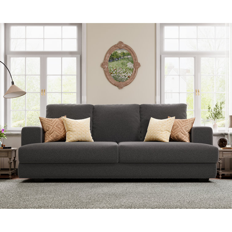 Amerlife Sofa, Deep Seat Sofa-Contemporary Sofa Couch, 97 Wide 3 Seater Sofa Amerlife Fabric: Gray