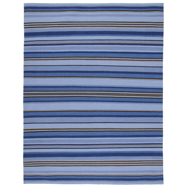Georgeanna Hand Loomed Wool/Cotton Striped Rug in Blue, Rectangle 8' x 10'