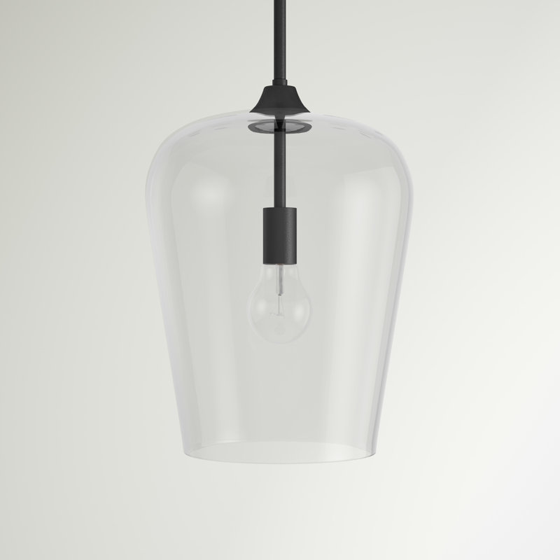 Luminaire suspendu en verre Dahlya, Noir mat, H 16,25 po x l 12 po x P 12 po
