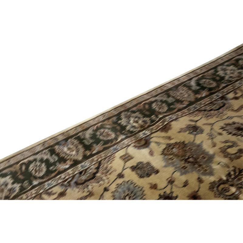 Tapis crème et olive noué à la main de haute qualité