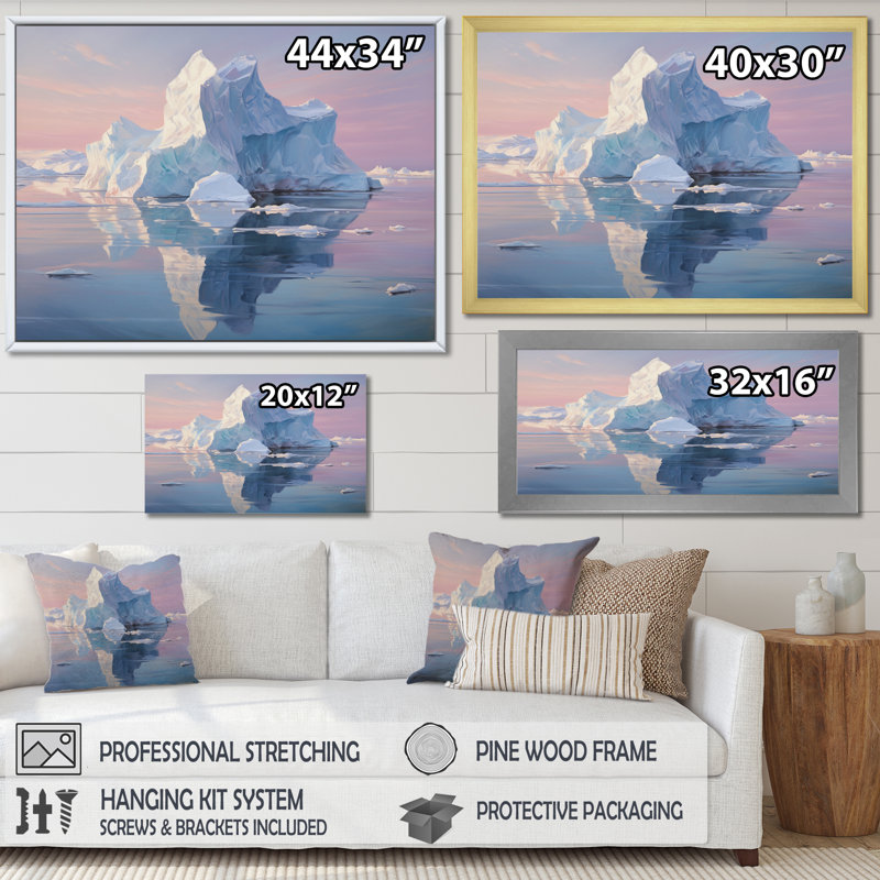 Iceberg blanc et blanc sérénité, Cadre doré à une seule photo, H 12 po x l 20 po x P 1 po