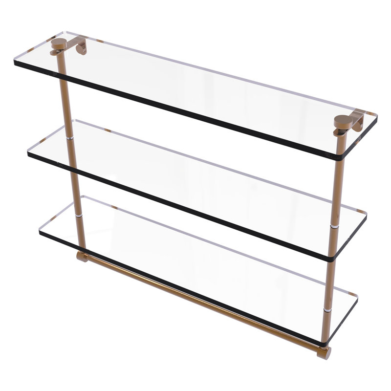Gober 3 Piece Tiered Shelf with Towel Bar, 18" H x 22" W x 5" D, Brushed Bronze