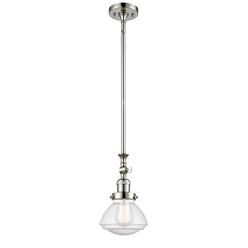 Luminaire suspendu simple à 1 lumière Chesterville, Nickel poli, Grainé, Ampoule DEL 6 watts Vinage