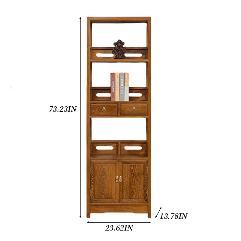 Bibliothèque de rangement en bois massif de style chinois antique