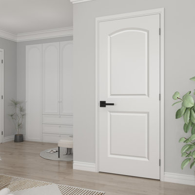 32 po x 80 po 2 panneaux ronds à noyau creux avec porte intérieure en dalle pré-suspendue pour salle de bain, garde-manger, porte intérieure pour buanderie, gaucher