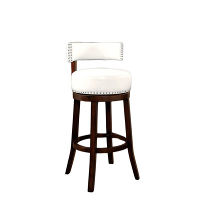 25" Swivel Bar Stools, Contemporary Transitional Style, Dark Oak And White Scheme, Fabric Padded Seating Back, Supported By Rich Wood, Nailhead Accent, 22.5" Dimensions, Kitchen Decor Of 2 Modern