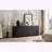 Wave Pattern Sideboard Storage Cabinet with Press-Spring Doors-408918280