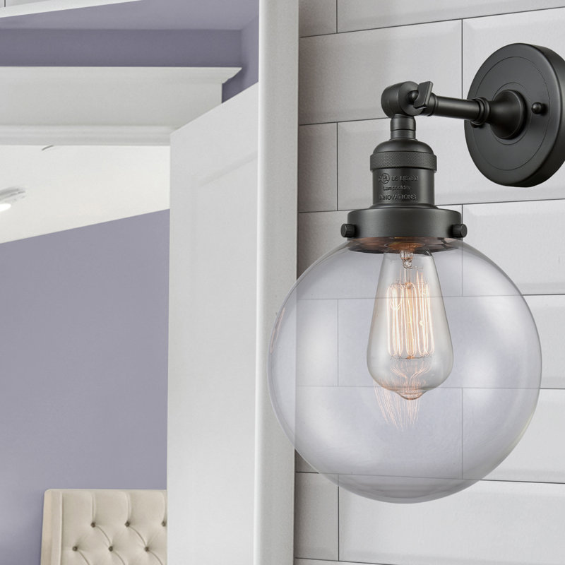 Clementina Dimmable Bath Sconce, 6 Watt Vinage LED Bulb, Clear, Oil Rubbed Bronze