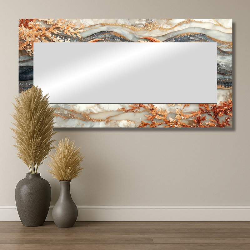 Aquarium bleu et blanc avec grand crabe I - Art mural miroir animaux - imprimé sur métal, 28 po x 55 po