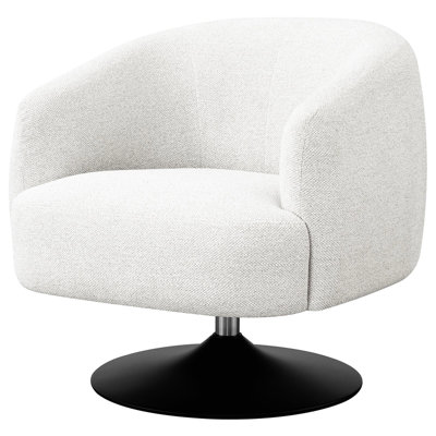 Fauteuil pivotant beige avec base piédestal noir mat pour un attrait élégant Cadre en bois de pin - et salon