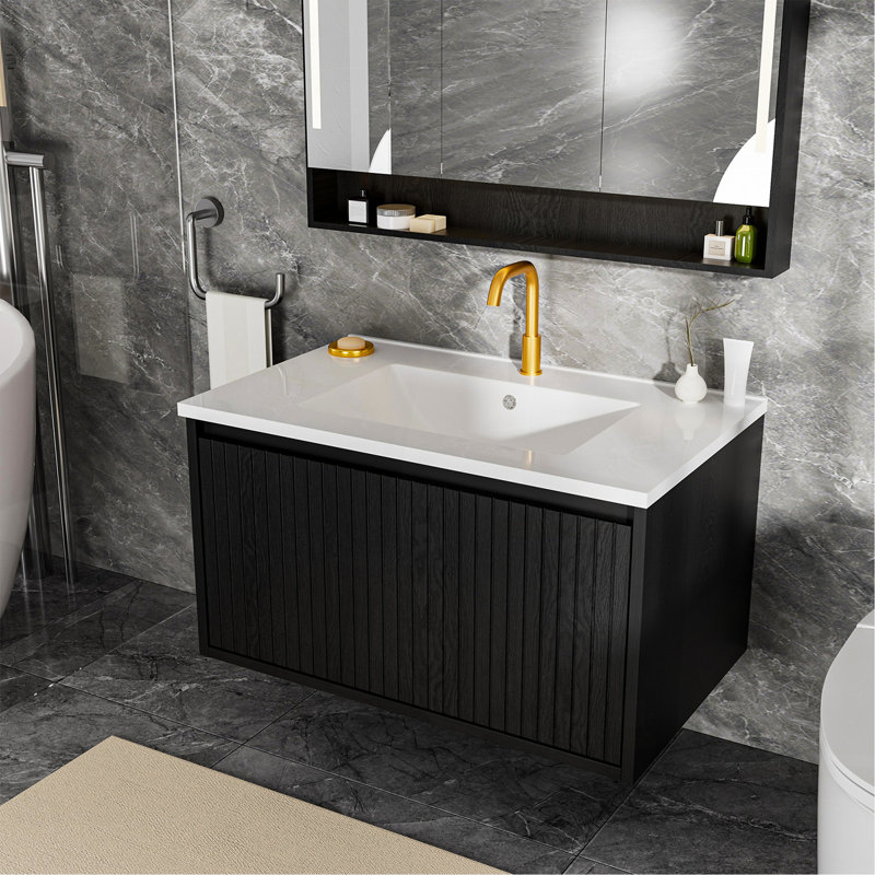 Armoire de meuble-lavabo 30 po sans lavabo en céramique, Noir