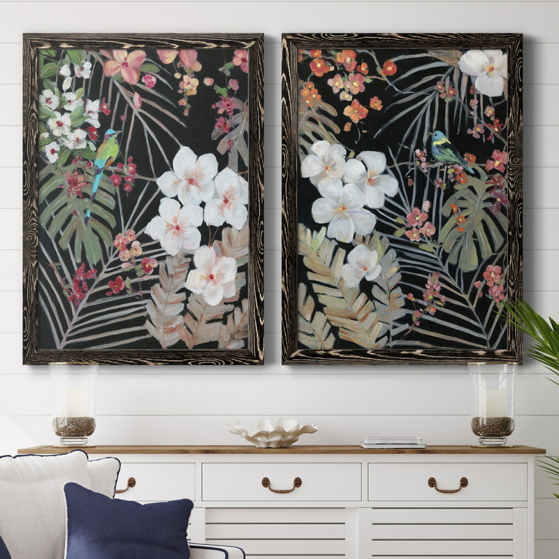 Tropical Midnight I - ensemble de 2 reproductions d'art, H 44 po x l 31 po x P 1 po, H 31,5 po x l 47 po x P 1,5 po