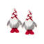 Fabric Gray Body Standing Gnome Snowflake Pattern Hat Set of 2 9.7" x 4.7" x 17.7"H Red/White