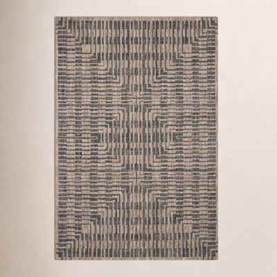 Tiza Brown Black Geometric Outdoor Rug