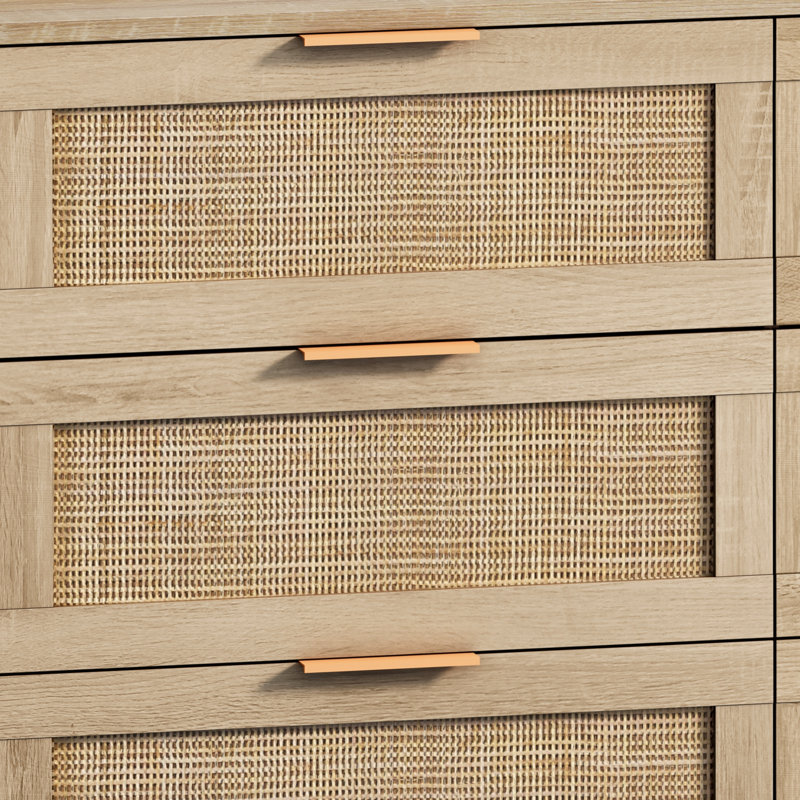 Armoire de rangement 6 tiroirs, H 29,58 po x l 43,36 po x P 15,8 po, Naturel