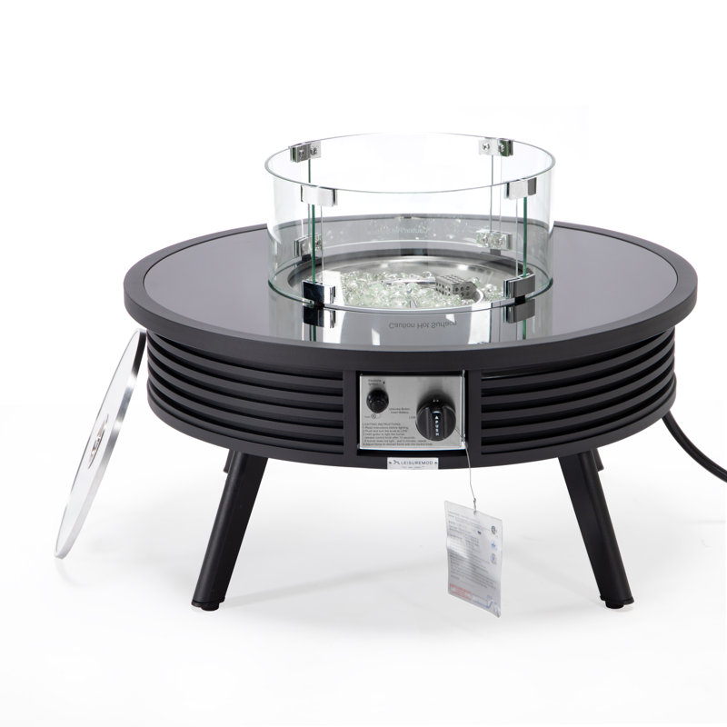 Kliyah Round Propane Smokeless Fire Pit Table, Black