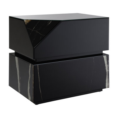 End Table, Black Mirrored Finish