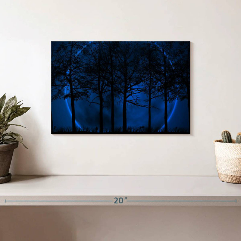 Silhouette de forêt bleue, H 8 po x l 12 po