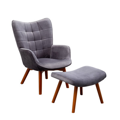 Hip Gray Velvet Accent Chair With Alluring