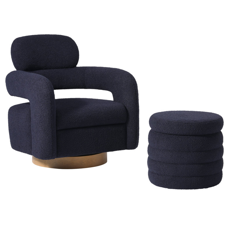 Sousan Swivel Chair With Round Storage Ottoman 2-Piece Set