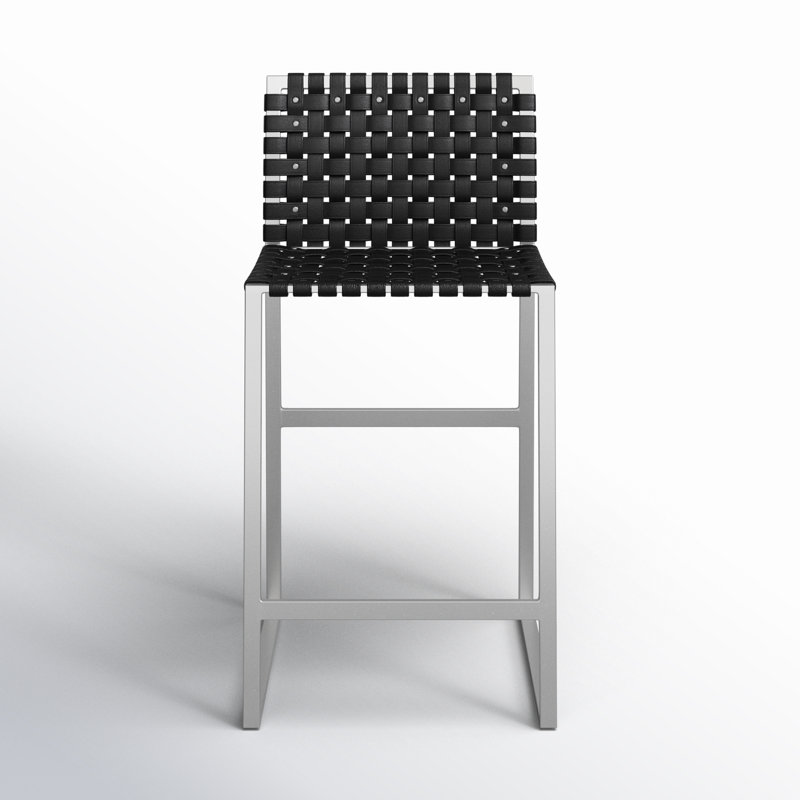 Butler Urban Brown Woven Leather Bar Stool, Black/Silver, Counter Stool (25" Seat Height)