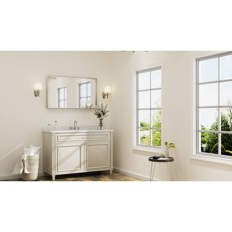 Rectangle Bathroom Vanity Mirror with Aluminum Frame and Tempered Glass, 40" x 24", Nickel
