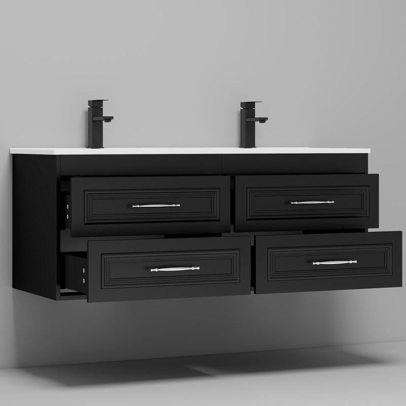 Ensemble meuble-lavabo simple de 122 cm avec lavabo en résine SMC