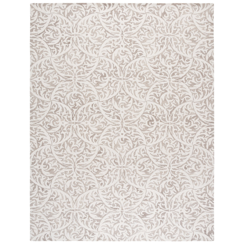Kennerdell 404 Hand Tufted Wool/Cotton Geometric Rug in Beige/Ivory, Rectangle 8' x 10'