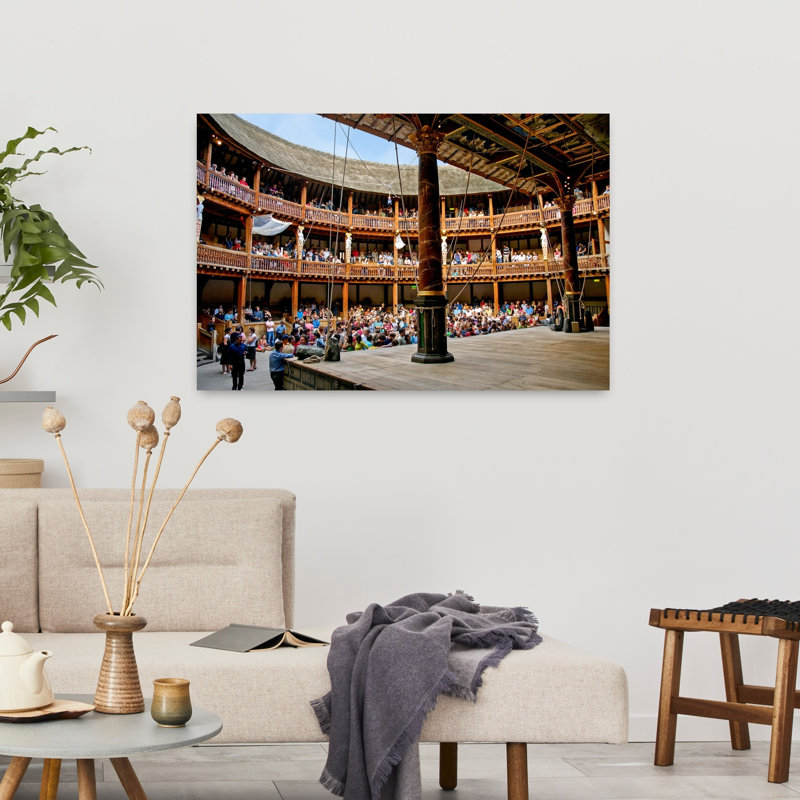 Interior view of William Shakespeare's Globe Theatre with audience London England UK 1 Piece Wrapped Canvas Wall Art