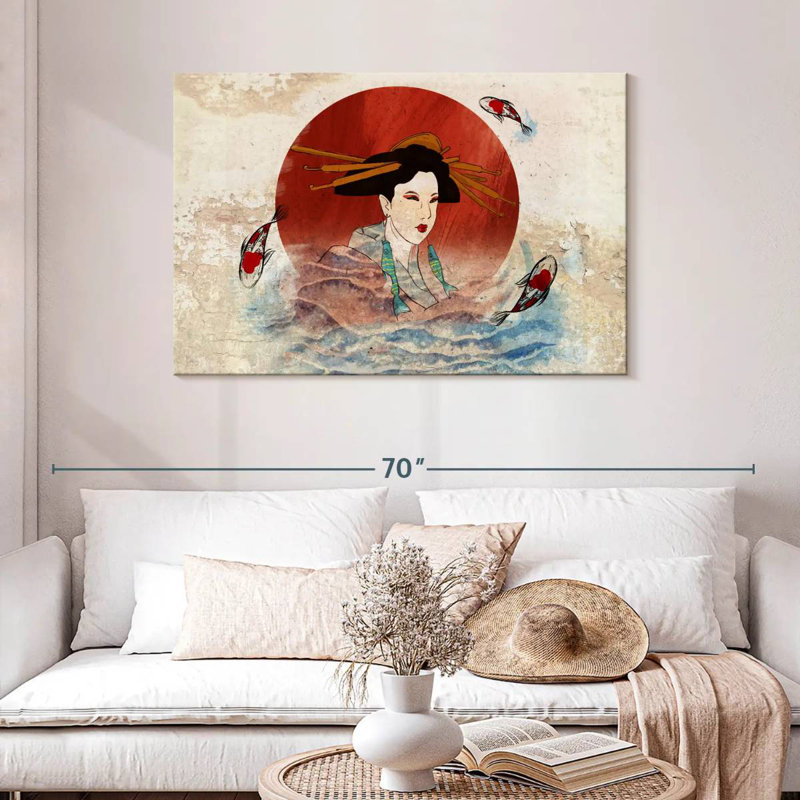 Koi et Geisha japonais Leisha, H 30 po x l 45 po