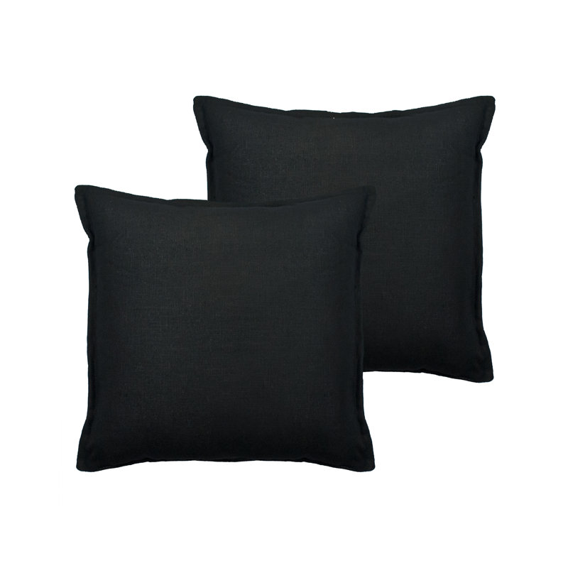 Lombard Reversible Decorative Linen Throw Pillow, Black