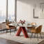 Oval Marble Top Metal Base Dining Table