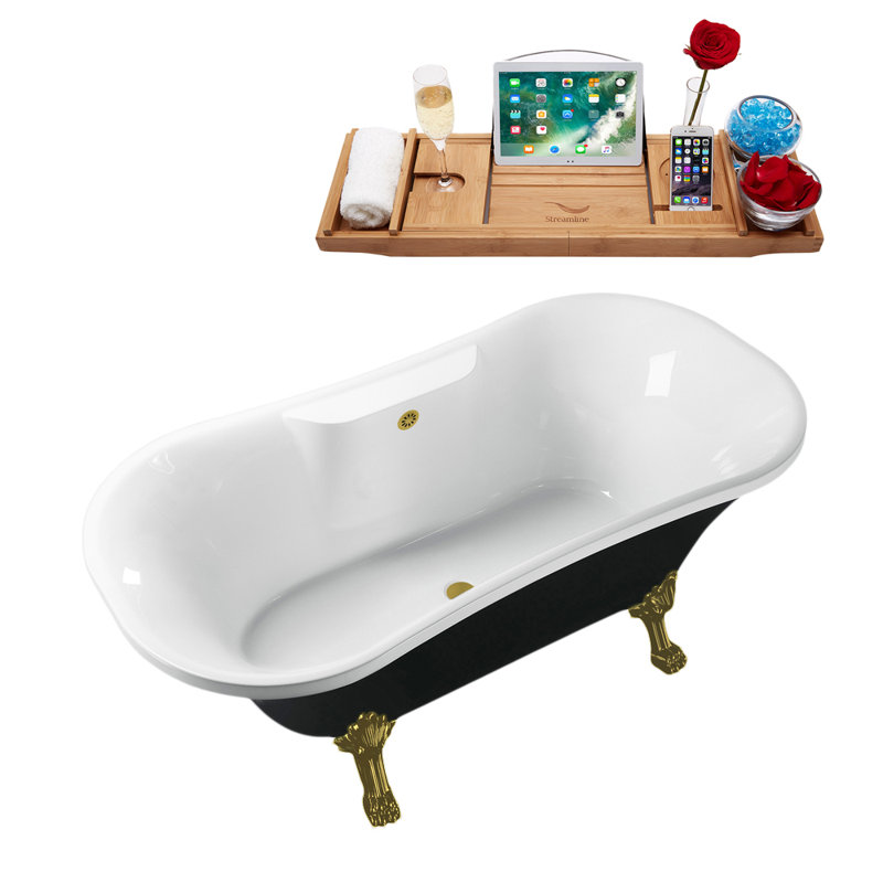 68'' x 33.9'' Soaking Acrylic Bathtub, Brushed Gun Metal, Brushed Gun Metal