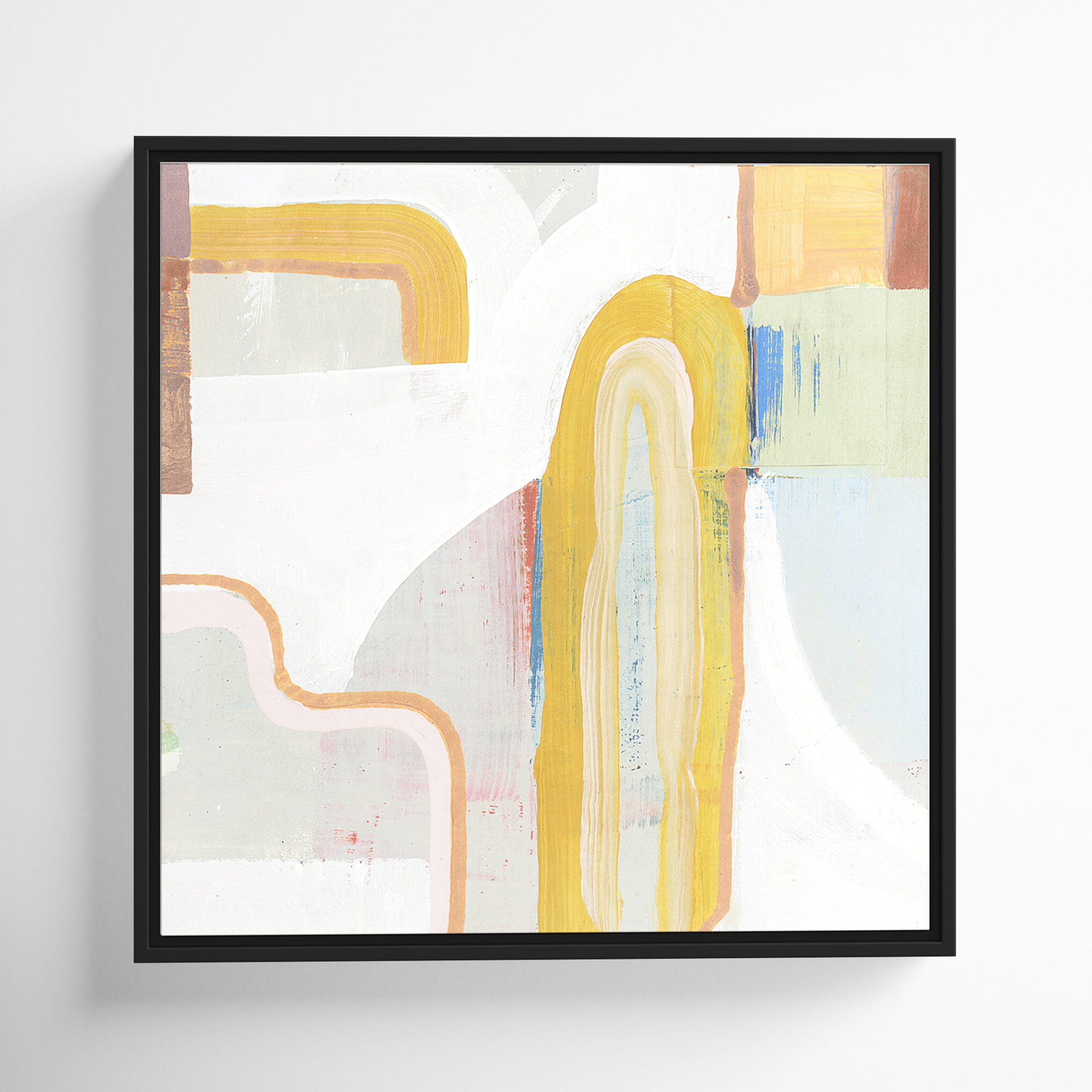 Together Again II by Cartissi - Floater Frame Painting on Canvas, Black , 25.5" H x 25.5" W x 2" D