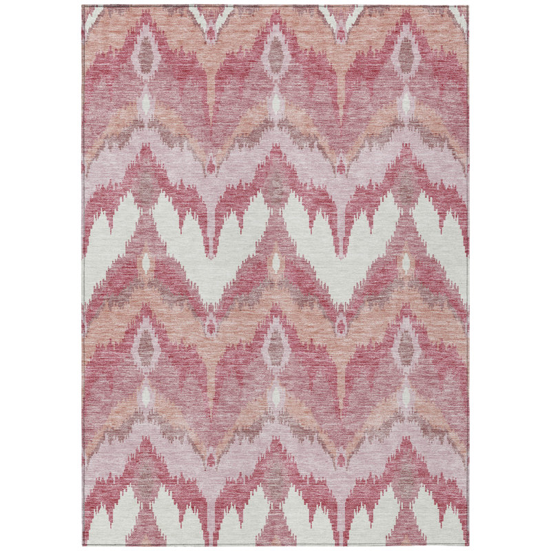 Tapis intérieur lavable ikat mauve et ivoire 9 pi x 12 pi