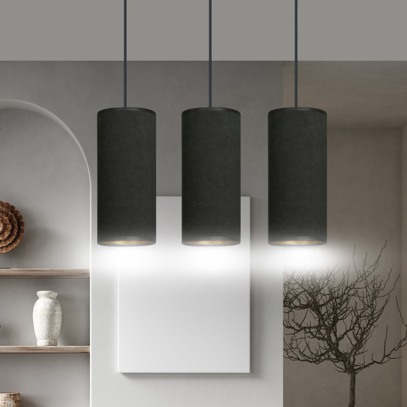 Ealidh 3 - Light Steel Kitchen Island Pendant, Black