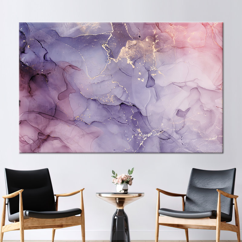 Abstract Marble Art Canvas - Modern Shimmery Wall Decor with Alcohol Ink, Does Not Apply, 20 cm H x 30 cm W, Wrapped Canvas