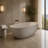 57" Beige Frestanding Solid Surface Soaking Bathtub