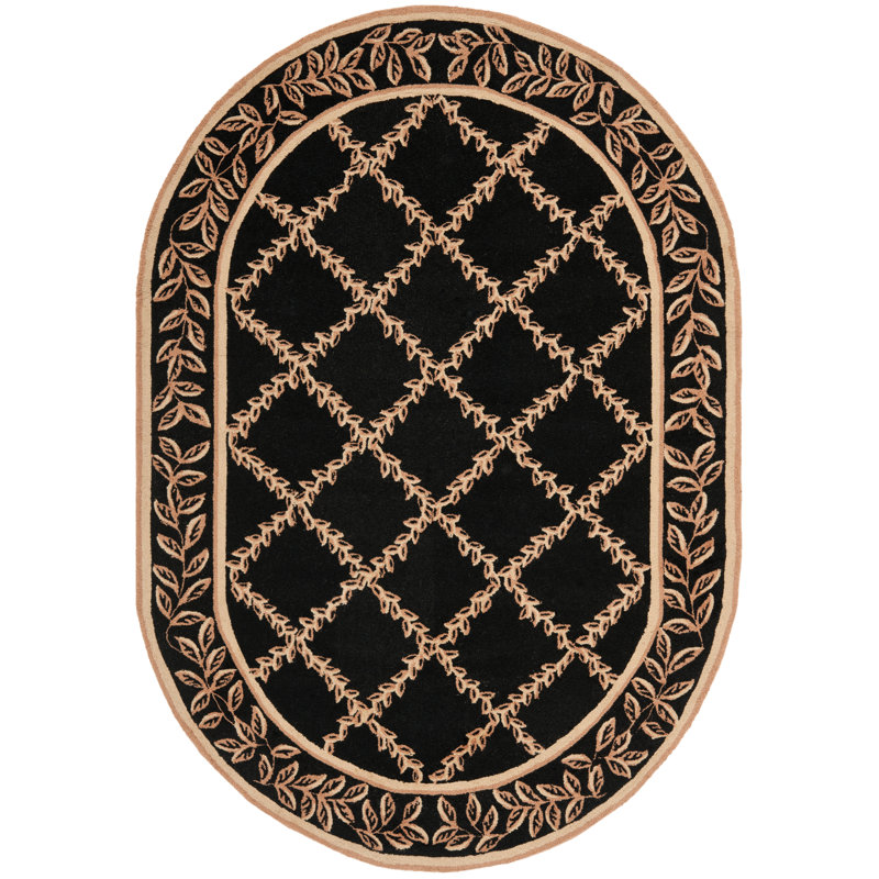 Jonsson Hand Hooked Wool Pile Floral Rug, Oval 4'6" x 6'6" 