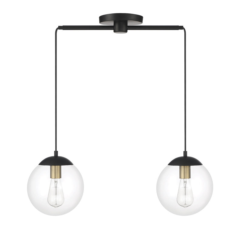 Luminaire suspendu sphérique unique à 2 lumières Calissa