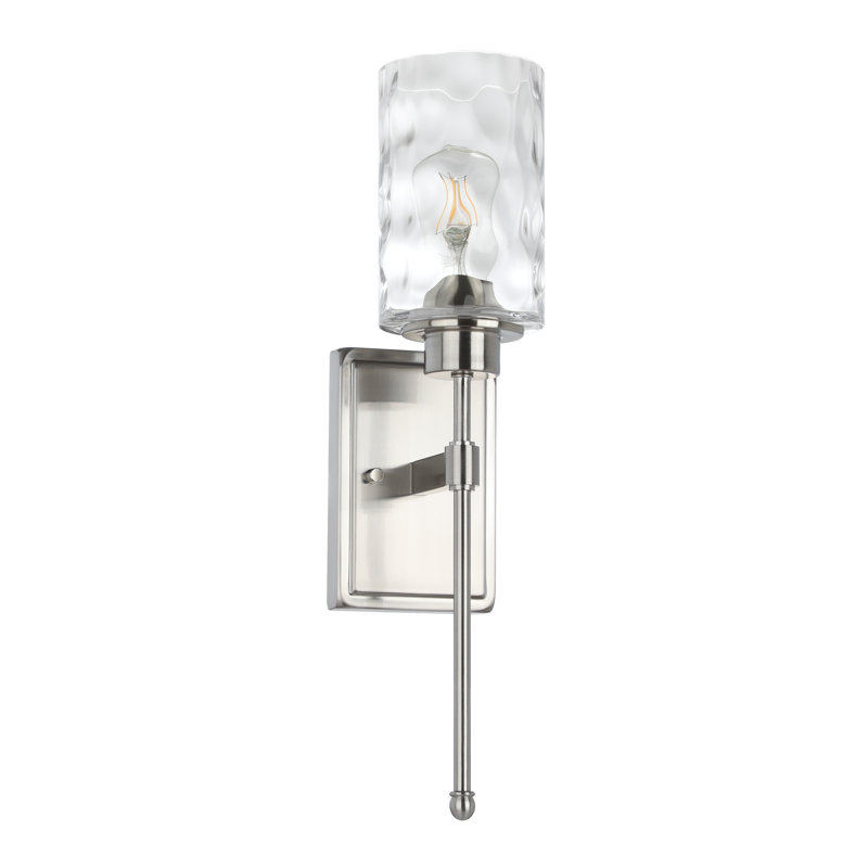 Pieternella Wall Sconce 1 Light Sconces Wall Lighting With Glass, Modern Bathroom Vanity Light, Brushed Nickel