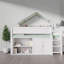 Lit mezzanine spacieux avec rangement, conception en bois massif pour une vie familiale moderne