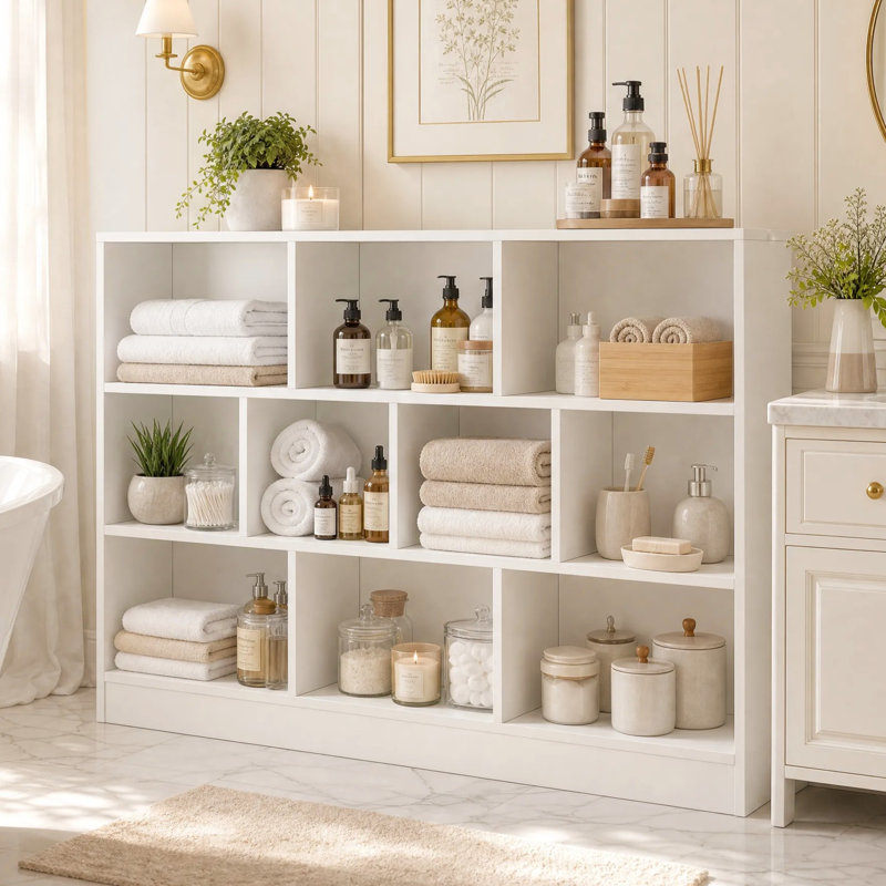 Binegar 40.9'' H Cube Bookcase, 41" H x 55" W x 9.4" D, White