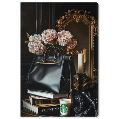 Illustration de mode sur toile ornée de sacs à main et de livres par 