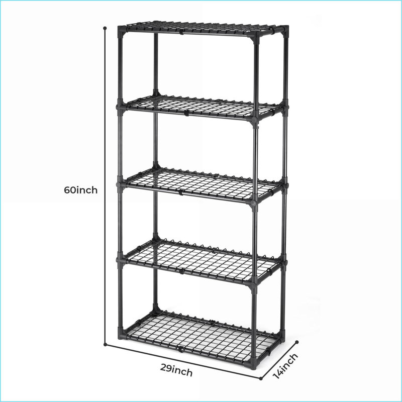 Tablette de rangement | 5 tablettes industrielles | Capacité de 550 lb | Assemblage facile | Acier noir
