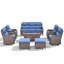 Ensemble de conversation d'extérieur en osier pour 7 à 9 personnes avec chaises pivotantes et table basse-1871633914-1871633893