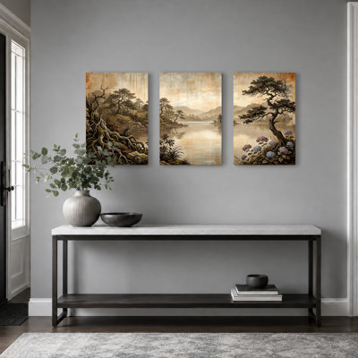 Paysage, peinture sur toile, art mural, ensemble de 3 reproductions de peinture à l'huile pour salon, chambre à coucher, décor à la maison
